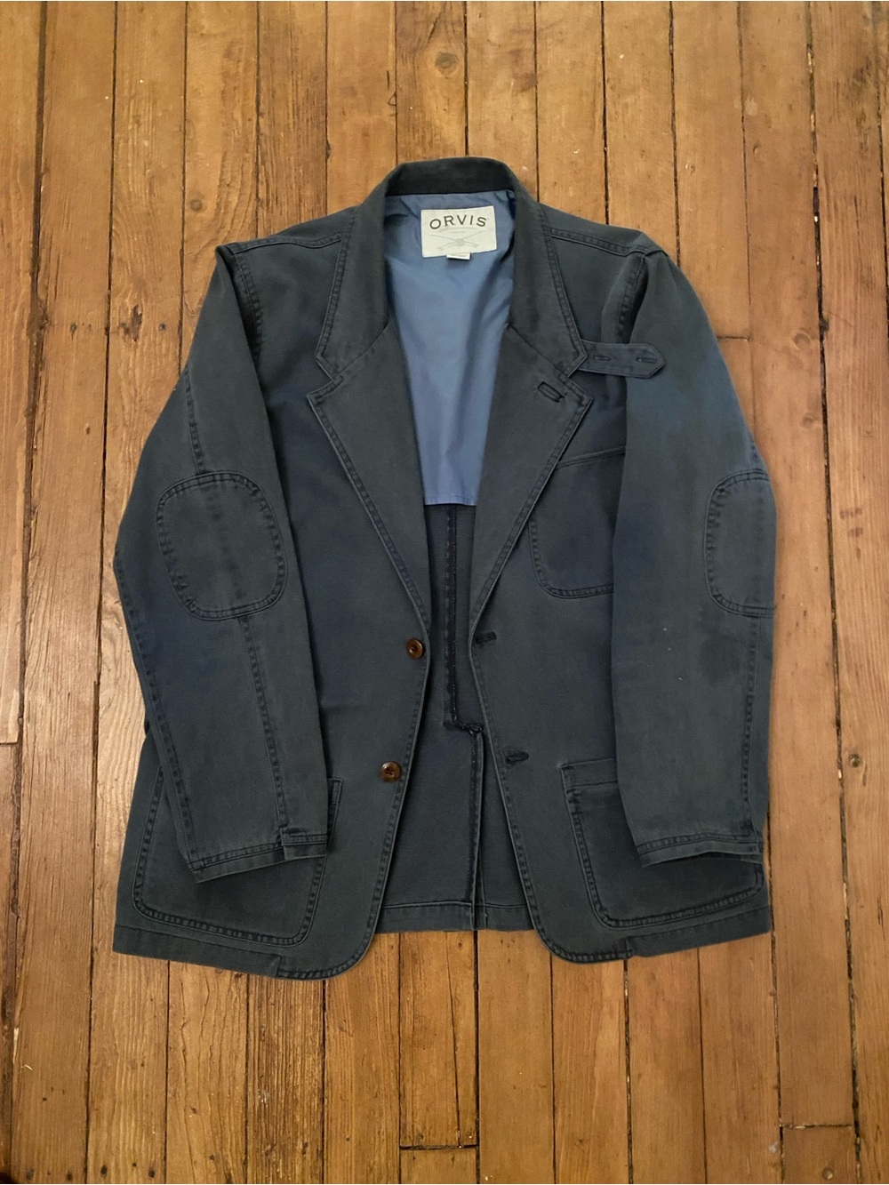 Orvis Men's Slate Blue Cotton Field Jacket with Elbow Patches